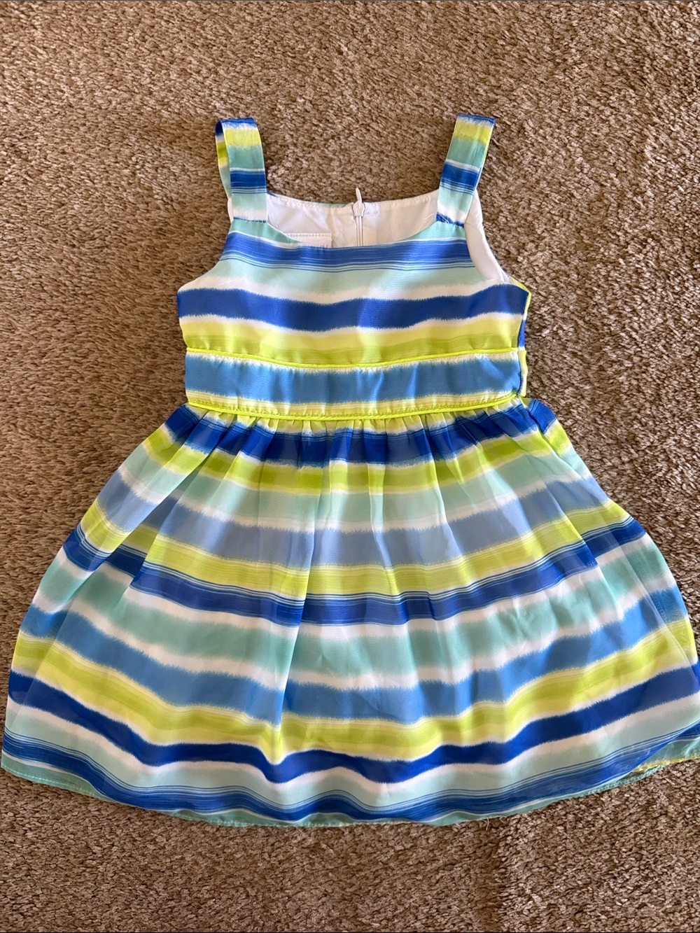 iris & ivy Blue, Lime & White Striped Sundress 3T
